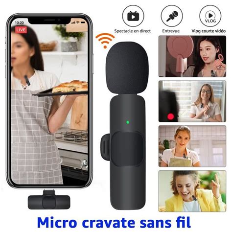 Microphone Lavalier sans fil Bluetooth Mini micro cravate Téléphone