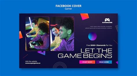 Free PSD | Video gaming social media cover template with gradient geometric forms