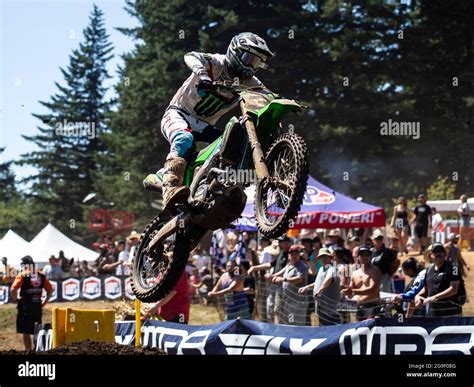 JUL 24 2021 Washougal WA USA Monster Energy Kawasaki Eli Tomac 3 Gets