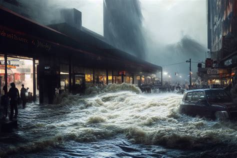 Urban City Streets Flooded