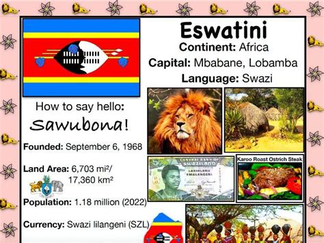 Eswatini History Geography Travel The World Worksheet Teaching