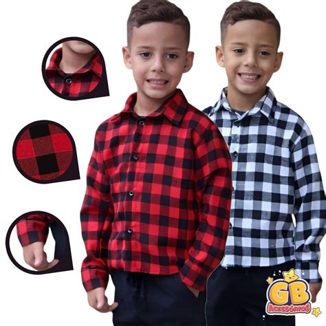 Camisa Xadrez Infantil Flanelada Masculino Festa Junina Envio