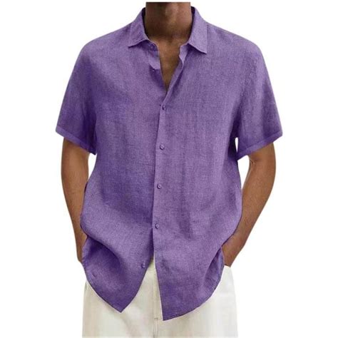 Chemise Chemisette Lin Chemise Bouton Homme Blouse Couleurs