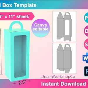 Tall Box Template Doll Box Tall Window Box Box With Handle Etsy