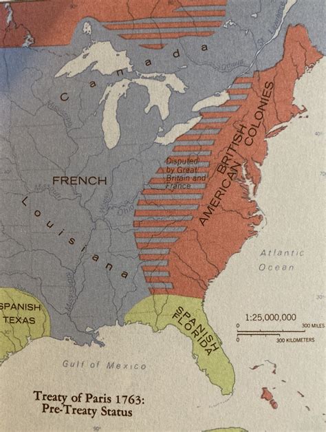 Map of the United States in Treaty of Paris 1763