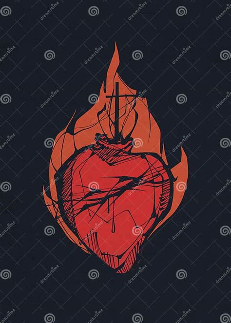 Hand Drawn Illustration Of The Sacred Heart Stock Illustration