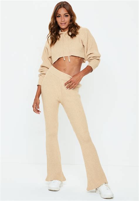 Sand Ribbed Knitted Co Ord Pants Sweaters For Women Sweater Trends