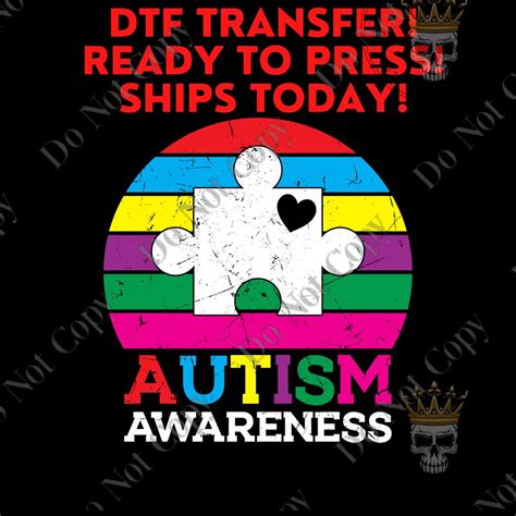 Autism Awareness Autism Dtf Transfer Autism Awareness Dtf Prints