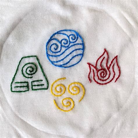 Avatar The Last Airbender four nations symbols embroidered tee | Etsy