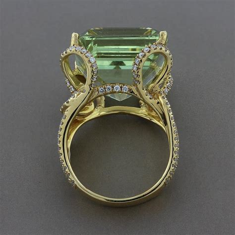 Green Aquamarine Diamond Gold Ring At 1stdibs Green Aquamarine Ring