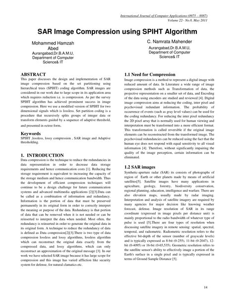 Pdf Sar Image Compression Using Spiht Algorithm