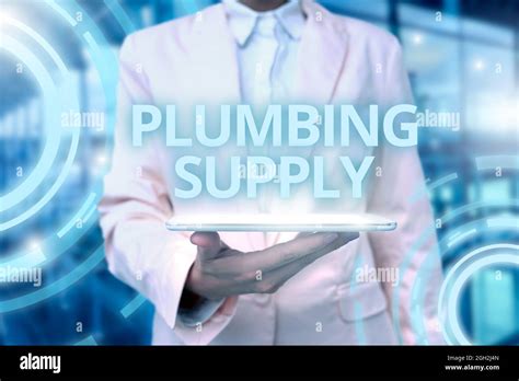 Text Sign Showing Plumbing Supply Internet Concept Tubes Or Pipes Connect Plumbing Fixtures And