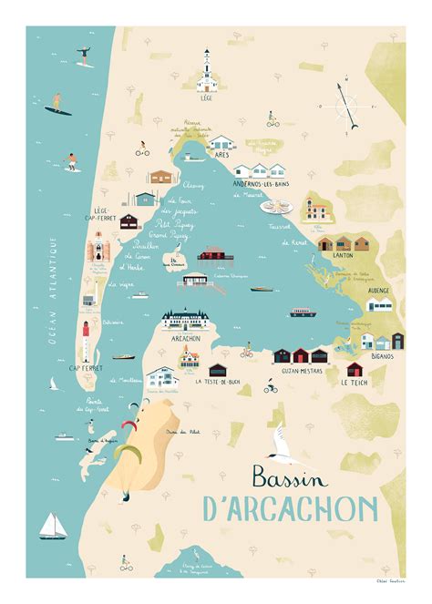 Carte Illustrée Du Bassin Darcachon On Behance