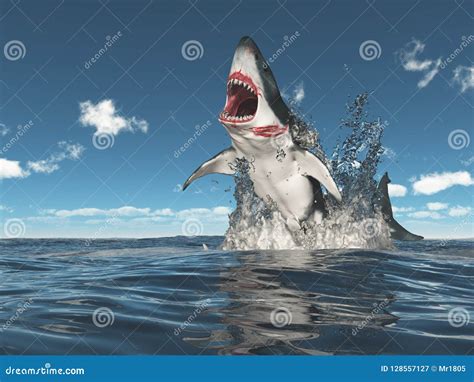 Great White Shark Jumping Out Of Water