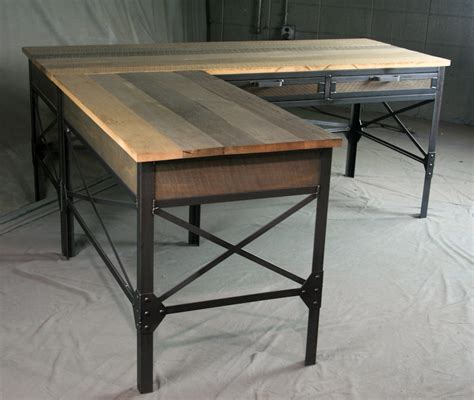 Industrial L Shaped Desk With Drawers Combine 9 Industrial Furniture