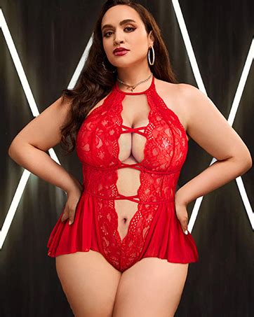 Avidlove Womens Plus Size Lingerie Lace Bodysuit Teddy Deep V One Piece