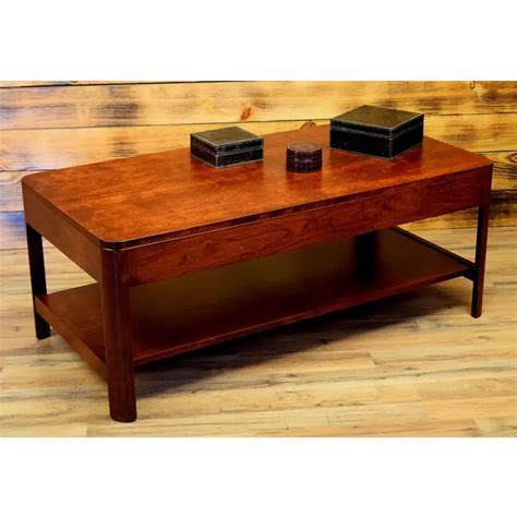 Solid Wood 4 Legs Coffee Table With Storage VigsHome