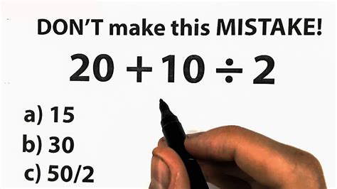 20 + 10 ÷ 2 = - YouTube