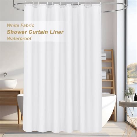 Inosoo White Fabric Shower Curtain Liner 72 Wx86 H Extra Long Water Resistant Bathroom Shower