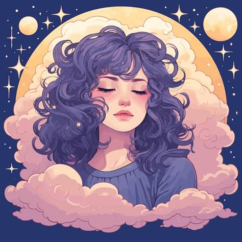 Ilustración de vector de nube y luna Foto Premium