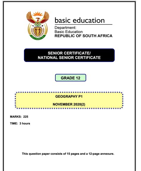 Geography Grade 12 Past Papers