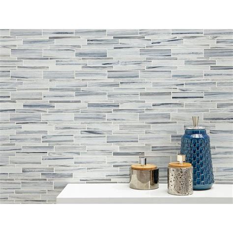 Misty Fjord Linear Glass Mosaic Mosaic Glass Polished Marble Tiles Kitchen Backsplash Designs