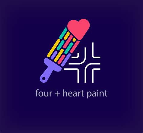 Creative number 4 heart paint logo. Unique color transitions. Unique ...