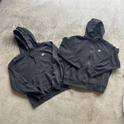 Black nike hoodies one is a zip up one is a regular... - Depop