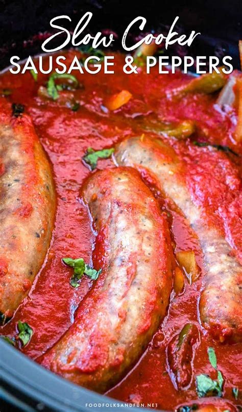 Easy Sausage And Peppers Recipe Sausage Crockpot Recipes Sausage