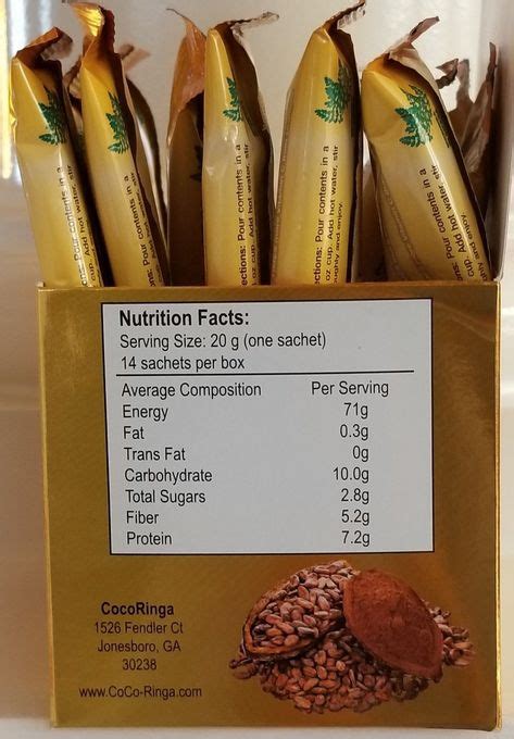 CoCoRinga Moringa Hot Chocolate Superfood Blend 14 Pack No Added