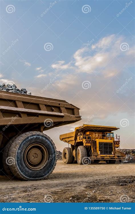 Mining Dump Trucks Transporting Platinum Ore for Processing Stock Photo ...