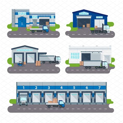 Vector Warehouse Logistics Delivery Illustrator Graphics ~ Creative Market