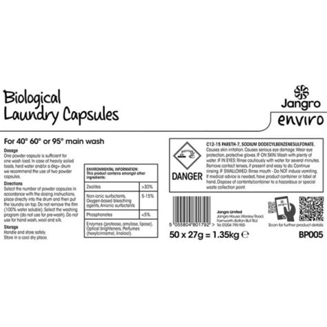 Rapid Fire And Safety Ltd Jangro Enviro Bio Laundry Capsules 50