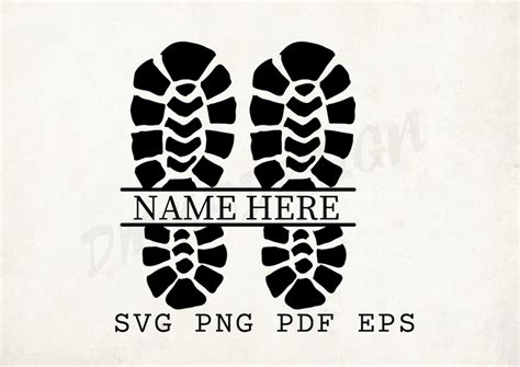 Split Footprint Svg Shoe Print Template Pattern Stencil Custom