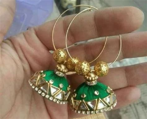 Silk Thread Earrings Size Midium Shape Round At Rs Pair In