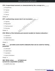 Machine Learning Ml Solved Mcqs Set Mcqmate Pdf Machine