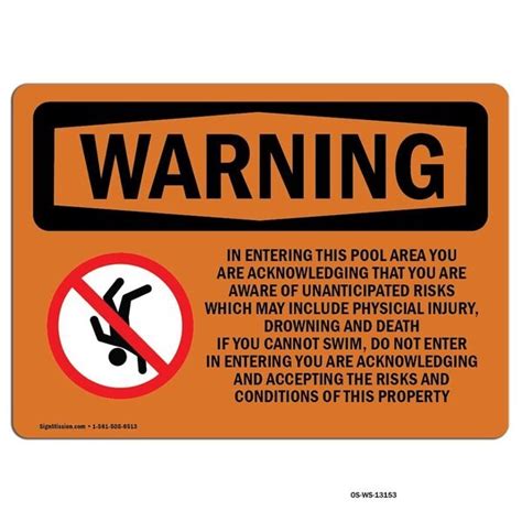 Signmission Safety Sign OSHA WARNING 24 Height Aluminum Emergency