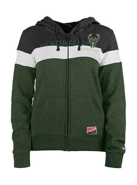 Women's New Era Throwback Milwaukee Bucks Full-Zip Hooded Sweatshirt ...