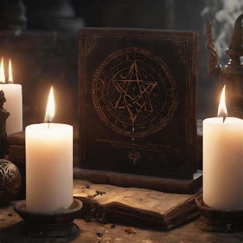 Premium AI Image | Black magic ritual with candles and runes