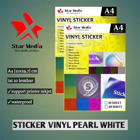 Jual Kertas Sticker Vinyl Pearl White Isi Lembar A Stiker Tahan Air