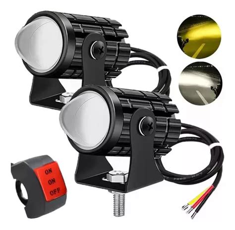 Par Faros Auxiliares Luces Led Moto Doble Color Impermeable