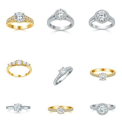 Engagement Ring Vector Set White Background Isolated A High Premium