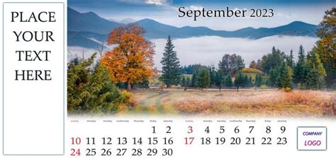 Desktop Monthly Calendar Template with Place Logo and Contact ...