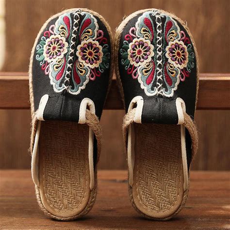 Jual Bisa Cod Sisjuly Sandal Wanita Sepatu Kain Bordir Baru