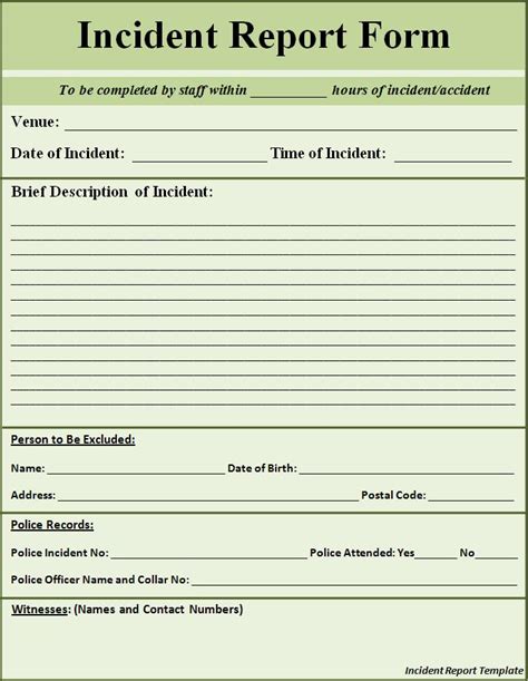 Free Printable Police Report Template Form Generic