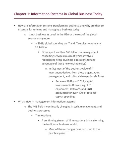 Chapter 1 Textbook Notes Chapter 1 Information Systems In Global