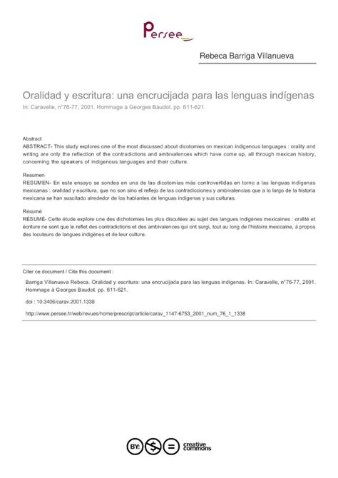 Pdf Oralidad Y Escritura Una Encrucijada Para Las Lenguas Indigenas