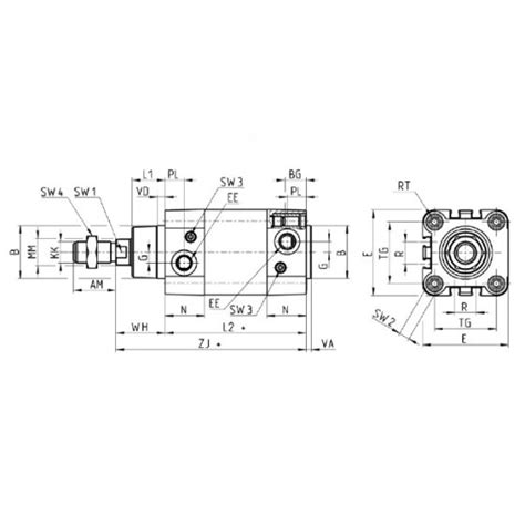 61M2P050A0380 CILINDRO DOBLE EFECTO AMORTIGUADOR SERIE 61