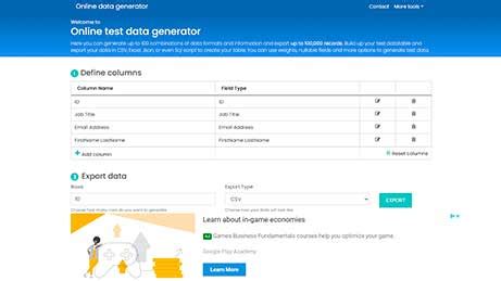 data generator tiny tools