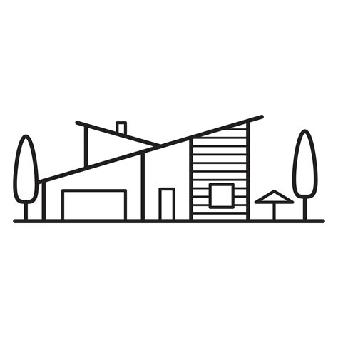 Hand Drawn House And Trees Icon Design Flat Icon Luxury Real Estate